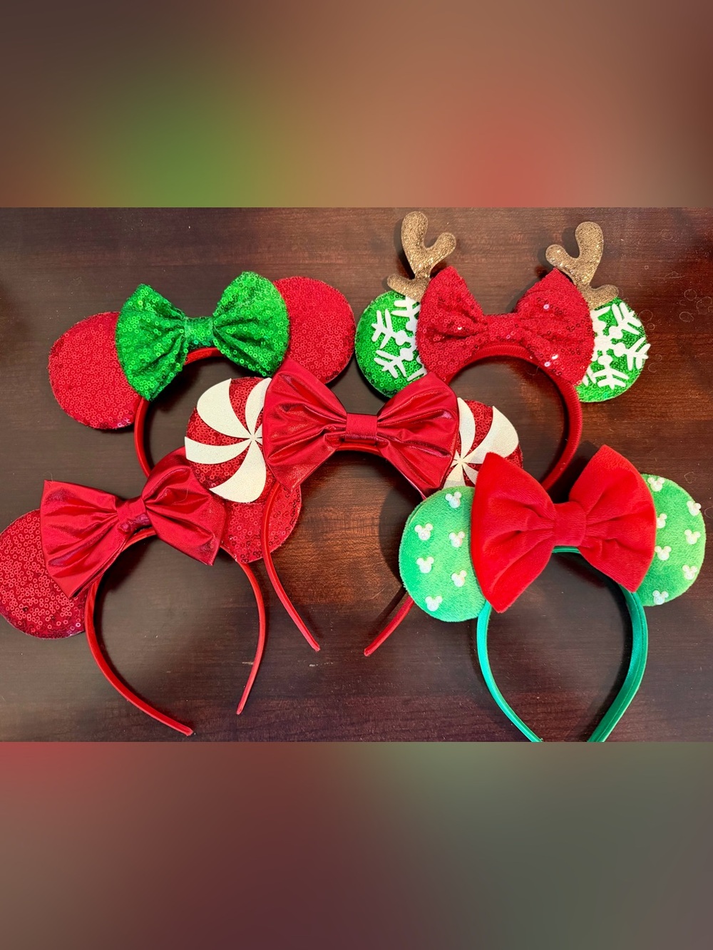 Set of 5 Holiday disney Mouse Ear Headbands